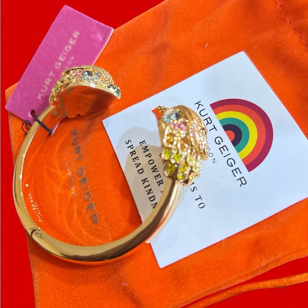 Kurt Geiger Gold Toned Cuff Bracelet with Multicolor Accents NWT